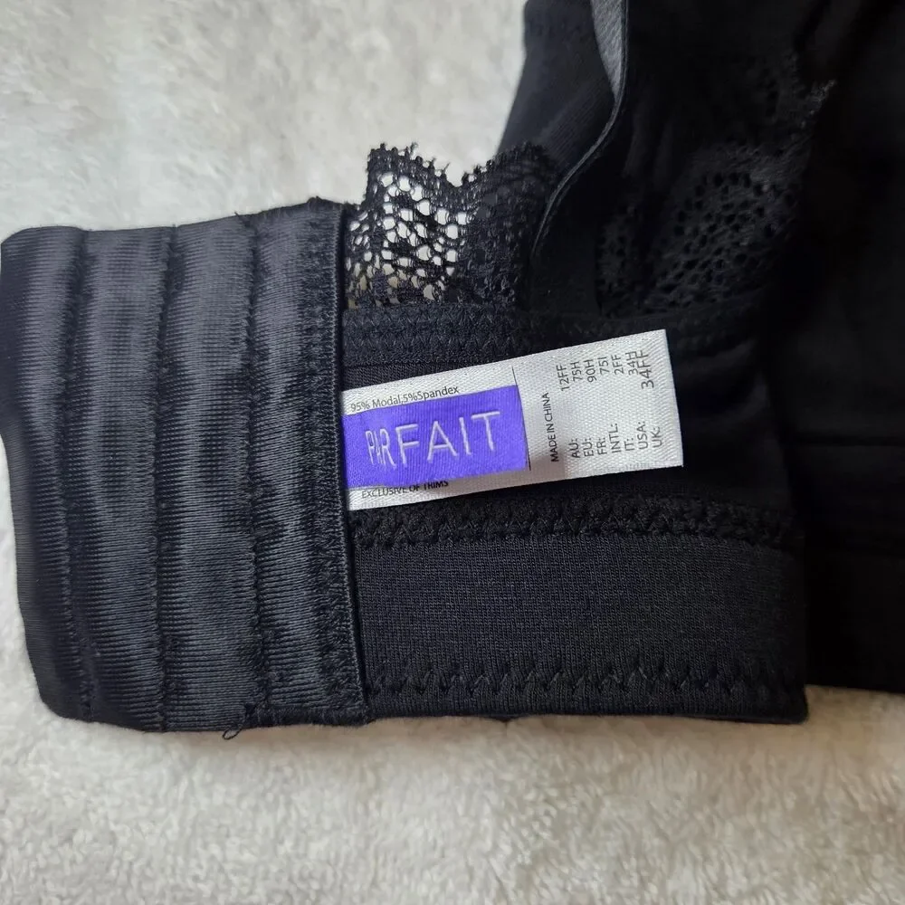 NWT Parfait Dalis P5641 Women's Full Busted Curvy Wire Free Bralette Black 34H - Picture 4 of 6